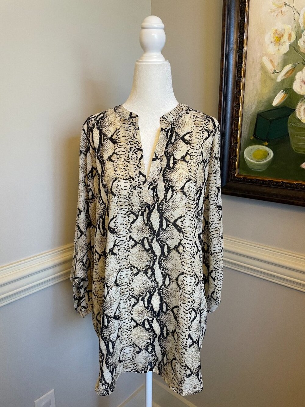 Karlie Cream Snakeskin Print Top Size S